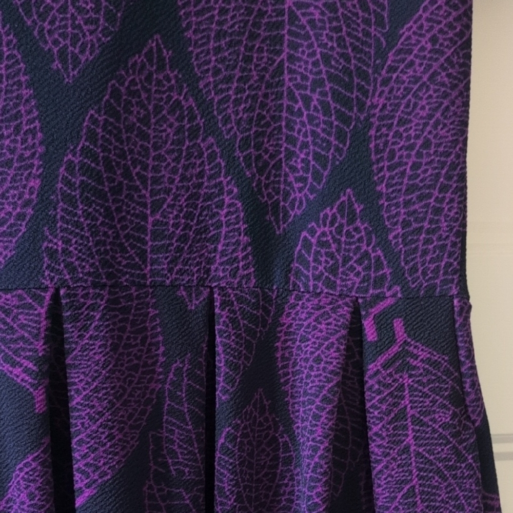 LuLaRoe Purple Leaf Pattern Casual Dress - Picture 3 of 3